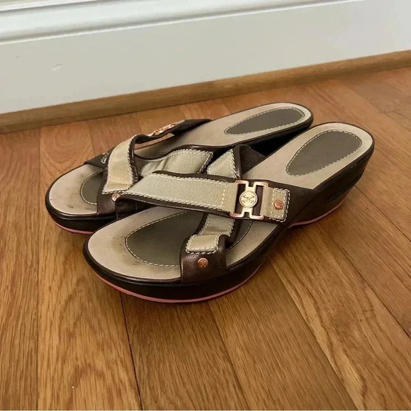 Cole Haan Nike AIR tan Brown Criss Cross Wedge Platform Sandals Women’s Size 8 - Picture 2 of 10